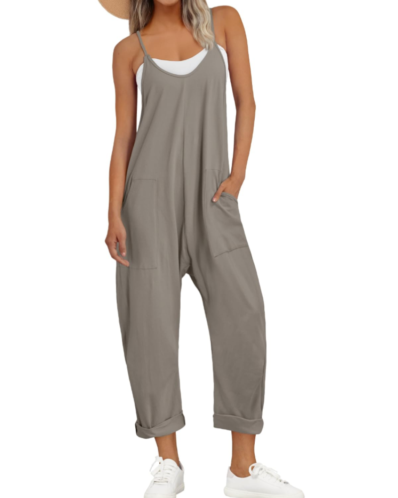 Kathrine Women's Jumpsuit – Loose Summer Jumpsuit with Straps, V-Neck & Casual Chic Pockets