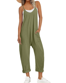 Kathrine Women's Jumpsuit – Loose Summer Jumpsuit with Straps, V-Neck & Casual Chic Pockets