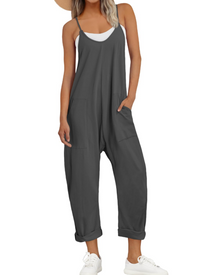Kathrine Women's Jumpsuit – Loose Summer Jumpsuit with Straps, V-Neck & Casual Chic Pockets