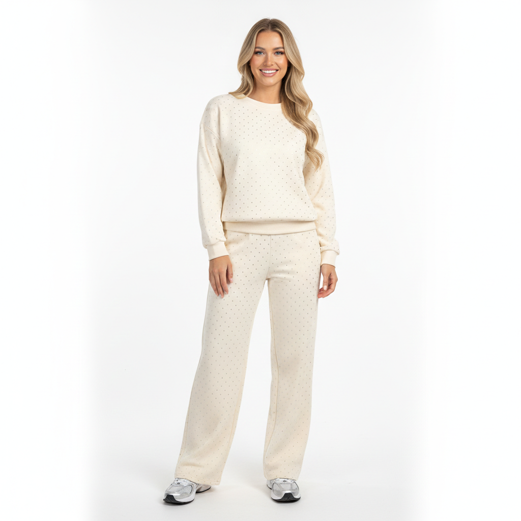 Kira Women's Loungewear Set – Chic Comfort Set with Elegant Glitter Details
