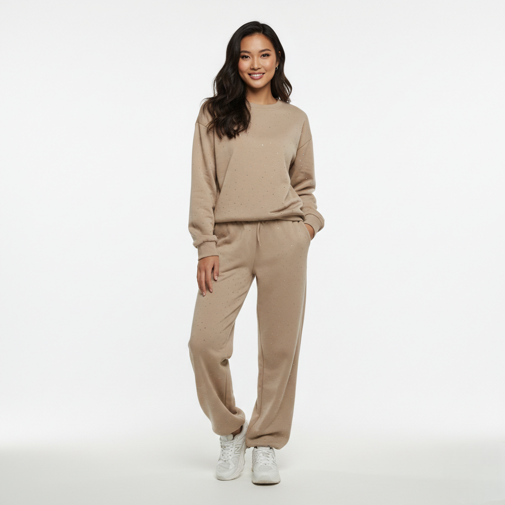 Kira Women's Loungewear Set – Chic Comfort Set with Elegant Glitter Details