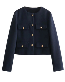 Sara Luxury Women's Jacket – Fitted Jacket with Golden Buttons and Elegant Silhouette