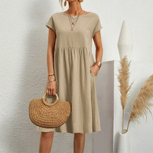 Summer Dress Women Aria – Comfortable Empire Dress with Pockets & Light Short Sleeves