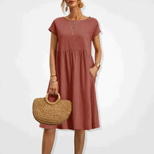 Summer Dress Women Aria – Comfortable Empire Dress with Pockets & Light Short Sleeves