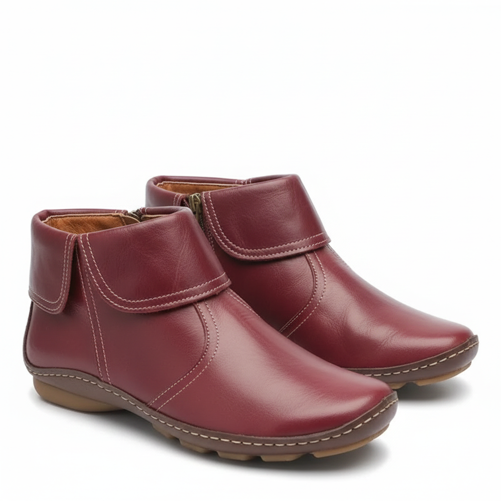 Leila Women's Boots – Waterproof Soft Leather Ankle Boots with Non-Slip Sole