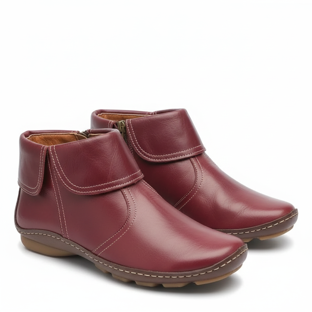 Leila Women's Boots – Waterproof Soft Leather Ankle Boots with Non-Slip Sole
