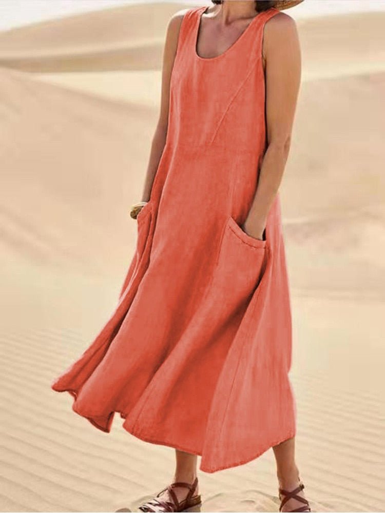 Nicole Summer Dress Woman – Flowing Dress in Breathable Fabric with Casual & Elegant Cut