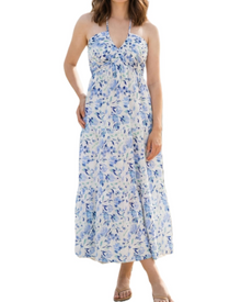 Leticia Maxi Dress for Women – Adjustable Halter Neck, Flowing Ruffle Cut & Summer Pockets