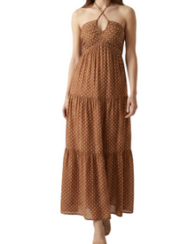 Leticia Maxi Dress for Women – Adjustable Halter Neck, Flowing Ruffle Cut & Summer Pockets