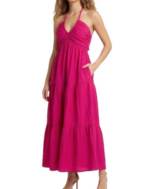 Leticia Maxi Dress for Women – Adjustable Halter Neck, Flowing Ruffle Cut & Summer Pockets