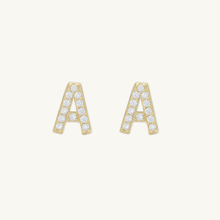 Initial Letter Sapphire Stud Earrings