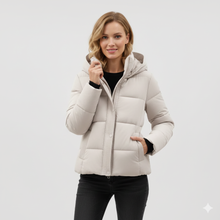 Leyna Women's Puffer Jacket – Belted Coat with Warm Hood & Elegant Cut