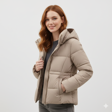 Leyna Women's Puffer Jacket – Belted Coat with Warm Hood & Elegant Cut