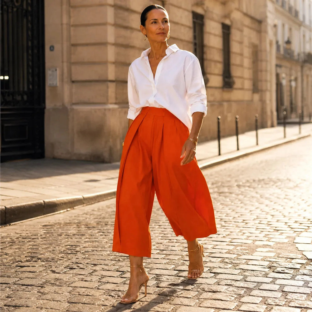 Plissé – Pleated Wide Leg Cropped Trouser