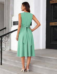 Mary Grace Women's Robe – Sleeveless Round Neck, Midi A-Line Cut & Belt with Pockets