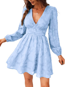 Virelle Cupshe Dress for Women – Floral Lace V-Neck, Long Sleeves & Elegant A-Line Cut