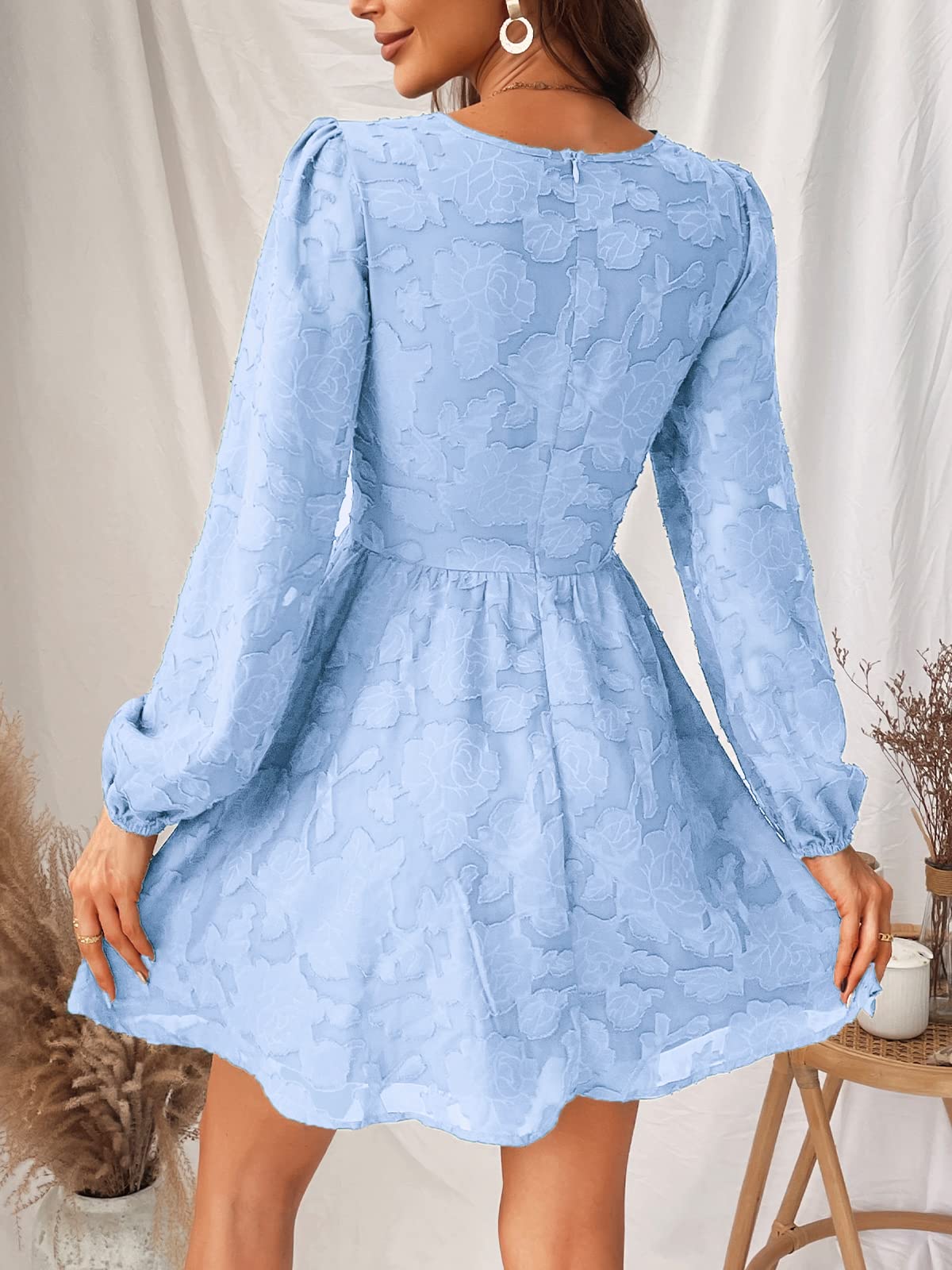 Virelle Cupshe Dress for Women – Floral Lace V-Neck, Long Sleeves & Elegant A-Line Cut