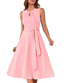 Mary Grace Women's Robe – Sleeveless Round Neck, Midi A-Line Cut & Belt with Pockets