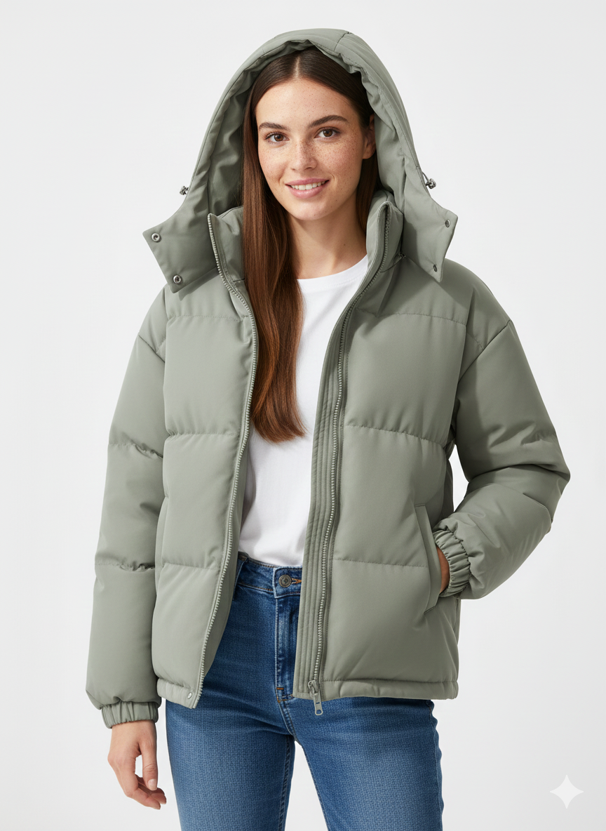 Lindy Quilted Jacket for Women – Warm Coat with Hood & Comfortable Straight Cut