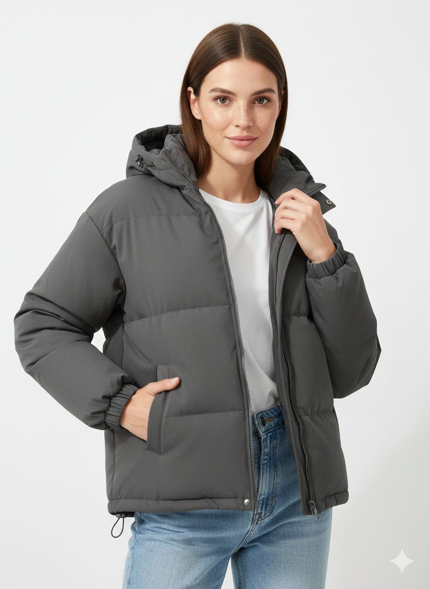 Lindy Quilted Jacket for Women – Warm Coat with Hood & Comfortable Straight Cut