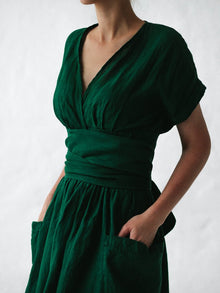 Léonie Linen Wrap Dress Women – Elegant and Light Dress with Adjustable Fit Summer