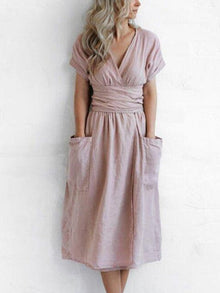 Léonie Linen Wrap Dress Women – Elegant and Light Dress with Adjustable Fit Summer