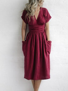 Léonie Linen Wrap Dress Women – Elegant and Light Dress with Adjustable Fit Summer