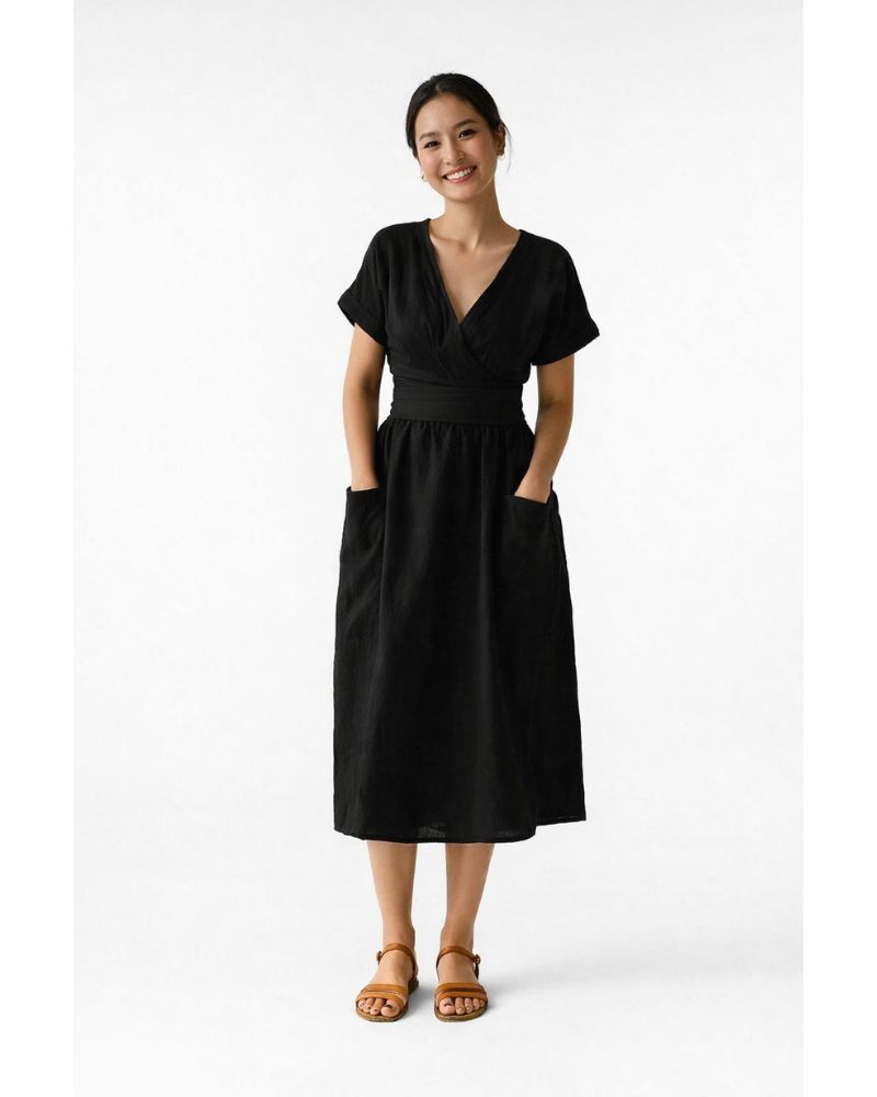 Lottie Linen Wrap Dress – Elegant Fresh and Comfortable Natural Linen Dress