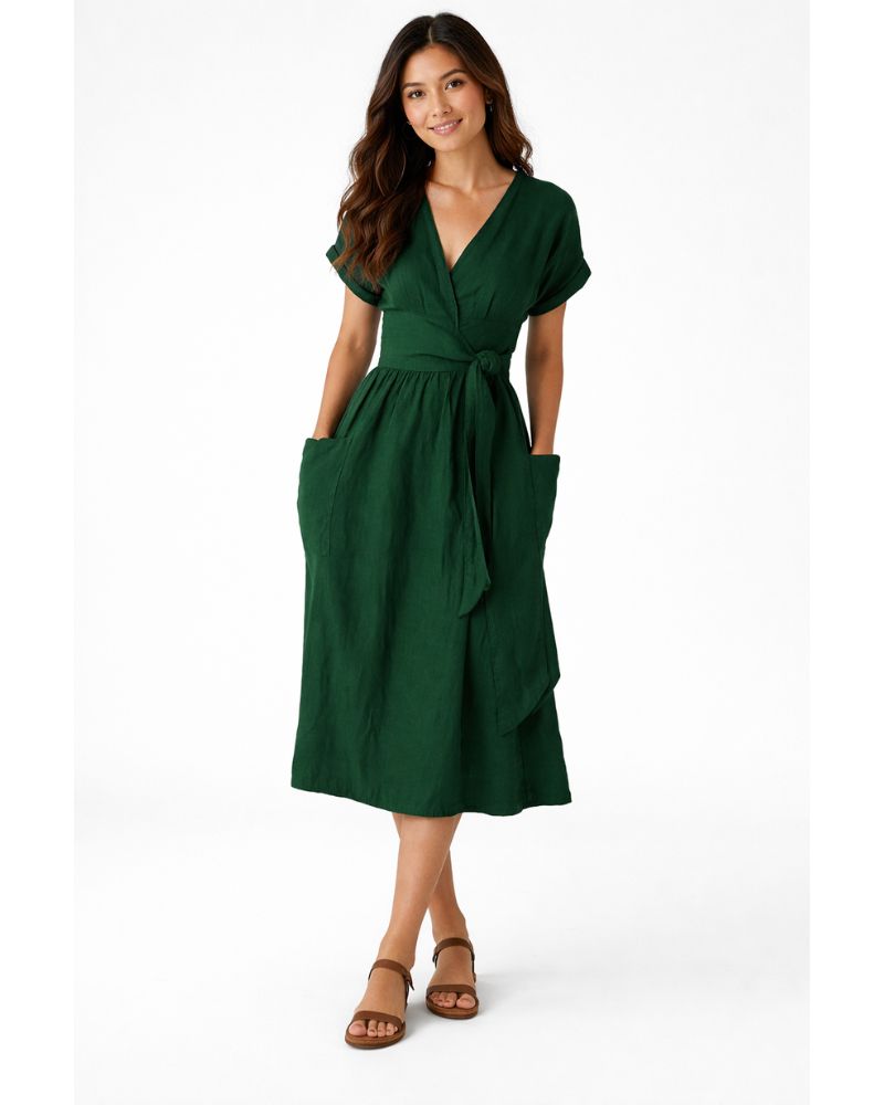 Lottie Linen Wrap Dress – Elegant Fresh and Comfortable Natural Linen Dress