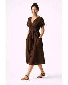 Lottie Linen Wrap Dress – Elegant Fresh and Comfortable Natural Linen Dress