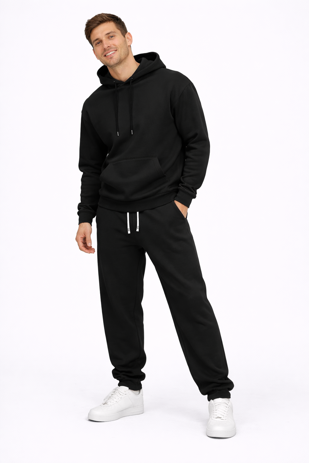 Luca Men's Solid Sport Set – Hoodie with Hood & Comfortable Polyester Jogger