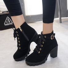 Lusha Women's Ankle Boots – Modern Martin Boots with Thick Heel and Metallic Details