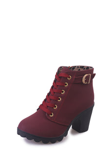 Lusha Women's Ankle Boots – Modern Martin Boots with Thick Heel and Metallic Details