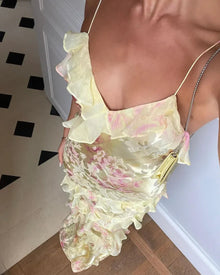 Robe Longue Femme Estella – Elegant Ruffled Dress with Open Back & Flowing Cut
