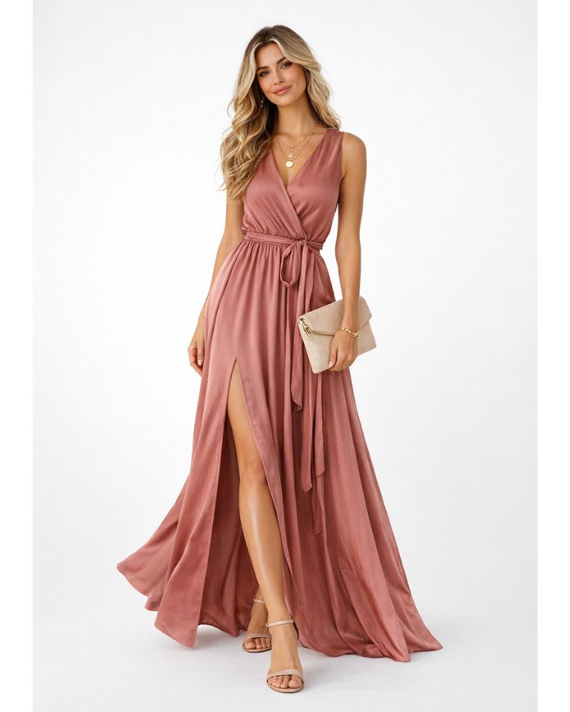 Lunesia Evening Dress Women – Long Chic Sleeveless & Flowing Dress for Elegant Events