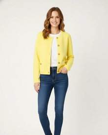 Maria Women's Cardigan – Fine Structured Knit, Contrasting Buttons & Elegant Style
