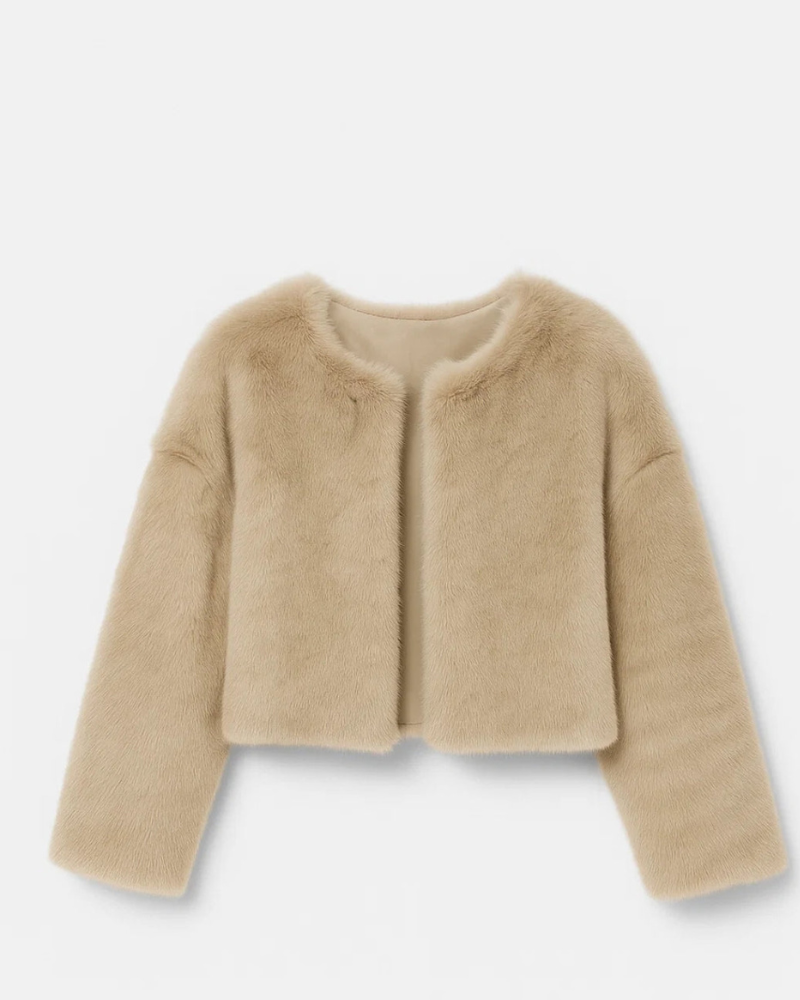 Maya Short Jacket for Women Winter – Tailored Cut, Rounded Collar & Refined Style