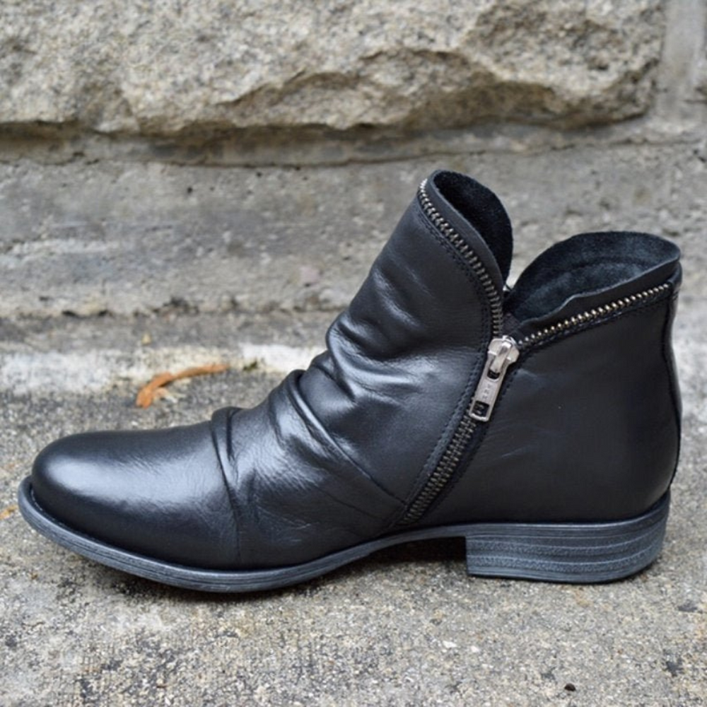 Lydia Women's Ankle Boots – Leather Ankle Boots with Zipper & Cushioned Sole