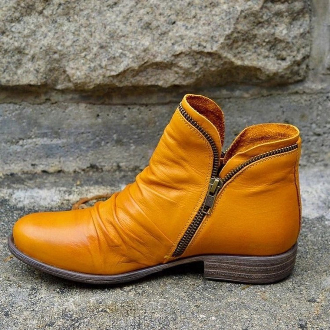 Lydia Women's Ankle Boots – Leather Ankle Boots with Zipper & Cushioned Sole