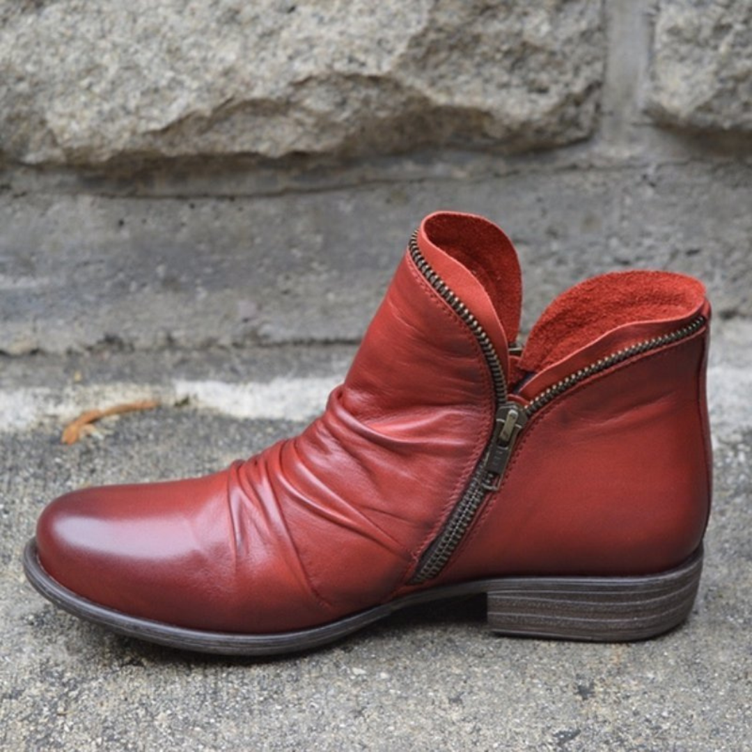 Lydia Women's Ankle Boots – Leather Ankle Boots with Zipper & Cushioned Sole