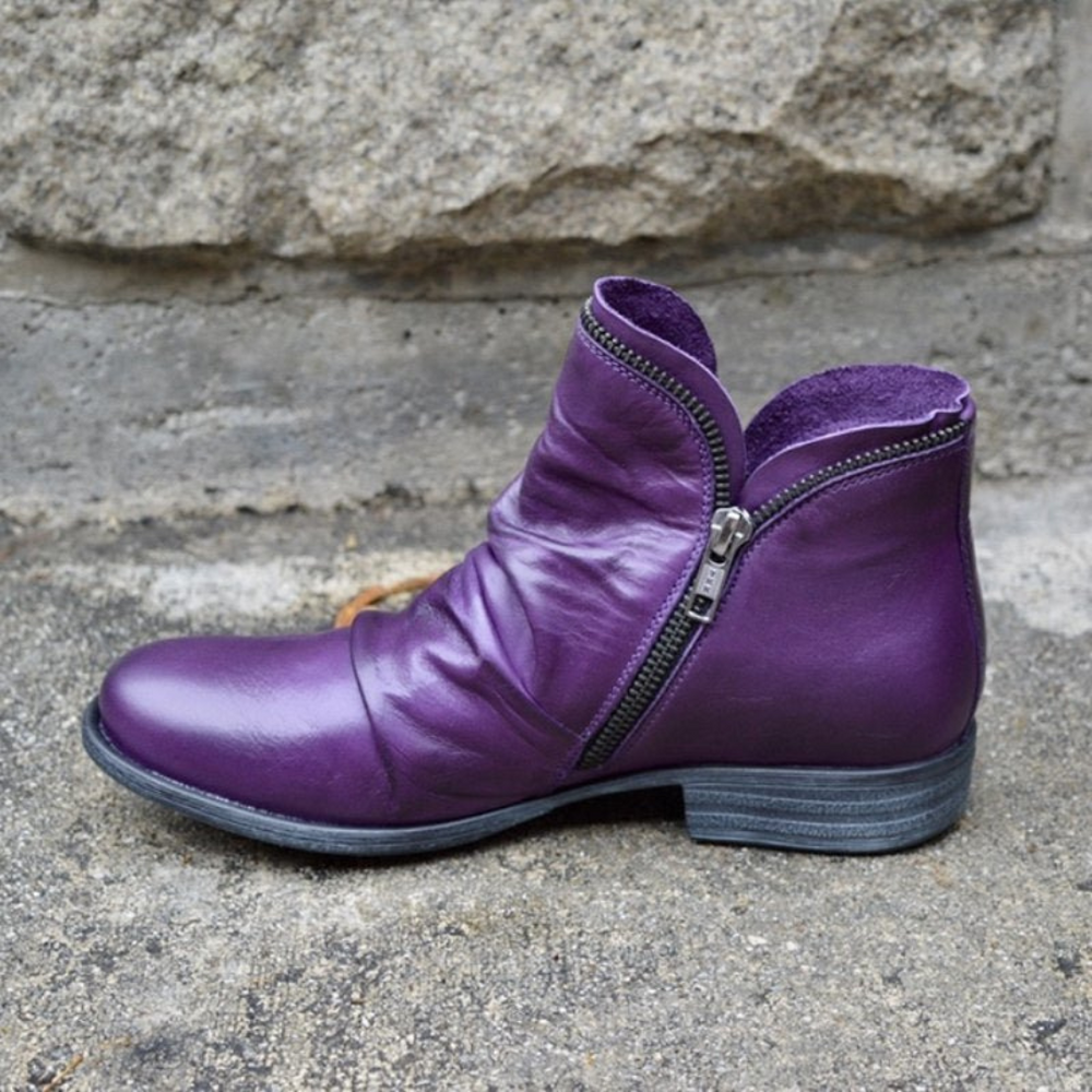 Lydia Women's Ankle Boots – Leather Ankle Boots with Zipper & Cushioned Sole