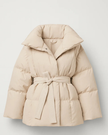 Micah Women's Belted Down Jacket – Oversized Collar, Warm Quilting & Modern Style
