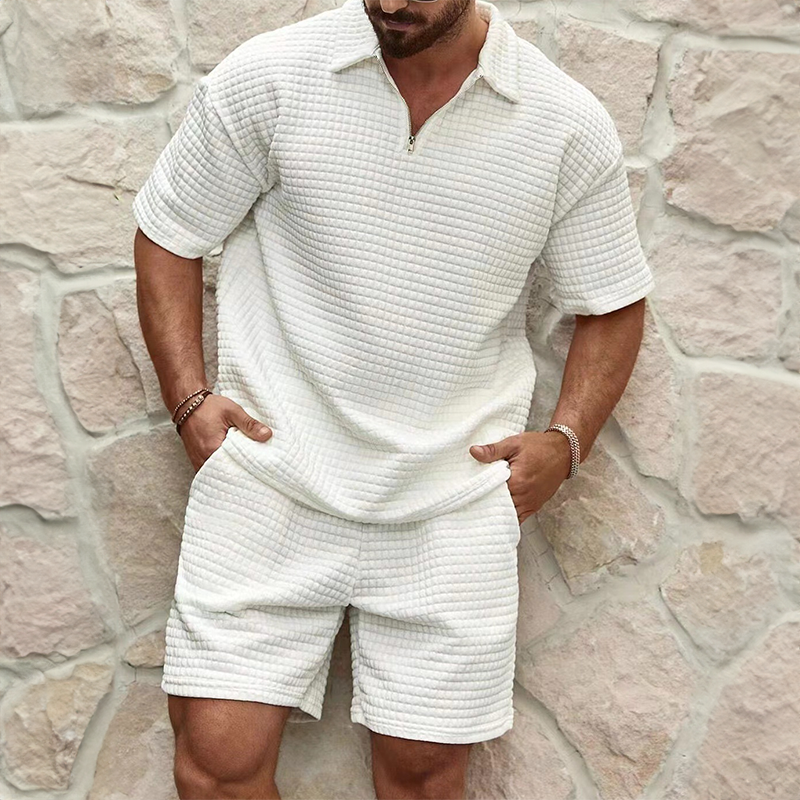 Silas Men's Luxury Set – Breathable Cotton Polo and Matching Shorts, Summer Comfort