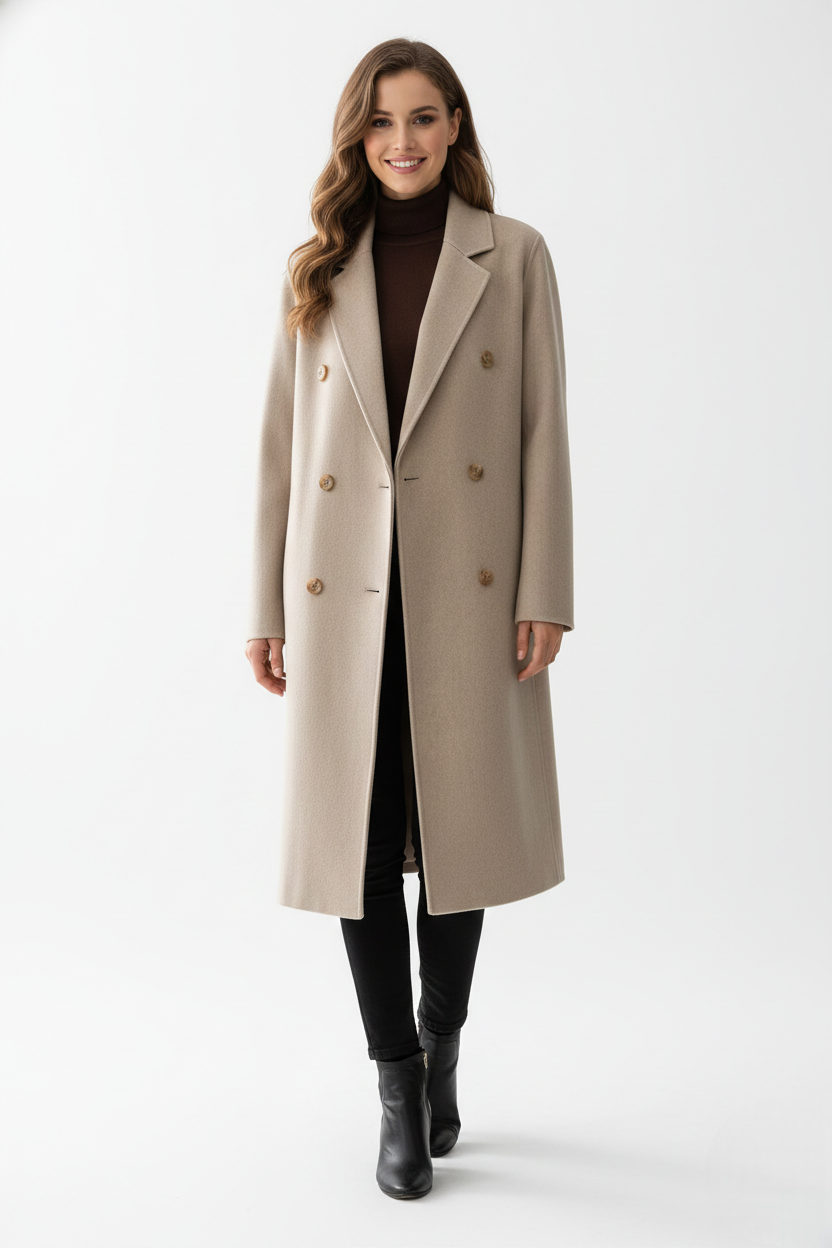 Mabelle Long Coat for Women – Double-Breasted Winter Coat Elegant and Modern Cut