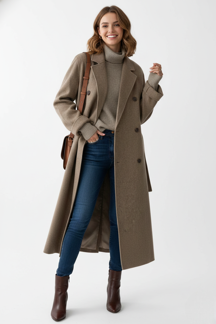 Mabelle Long Coat for Women – Double-Breasted Winter Coat Elegant and Modern Cut