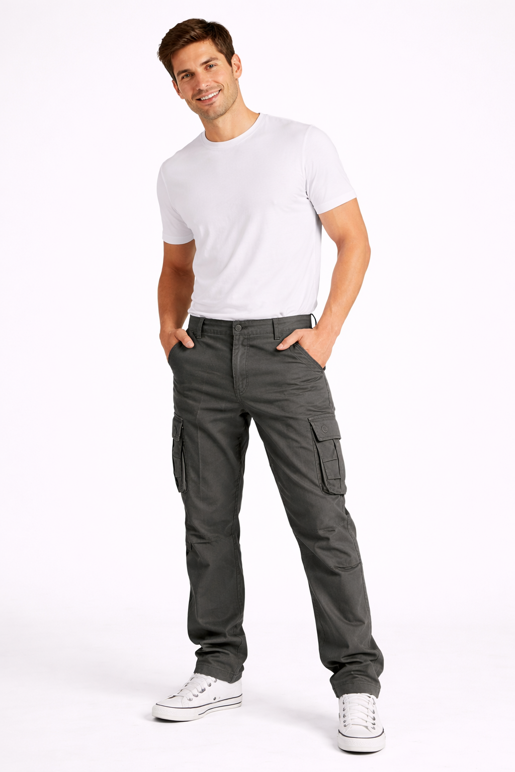 Mane Men's Straight Cut Cargo Pants – Breathable Cotton, Utility Pockets & Workwear Style