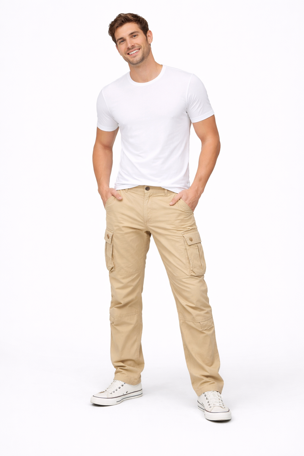 Mane Men's Straight Cut Cargo Pants – Breathable Cotton, Utility Pockets & Workwear Style