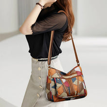 Marysol Women's Handbag – Patchwork Leather Bag with Mosaic Design & Practical Compartments