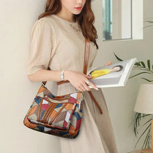 Marysol Women's Handbag – Patchwork Leather Bag with Mosaic Design & Practical Compartments