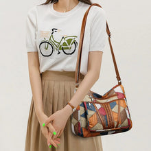 Marysol Women's Handbag – Patchwork Leather Bag with Mosaic Design & Practical Compartments